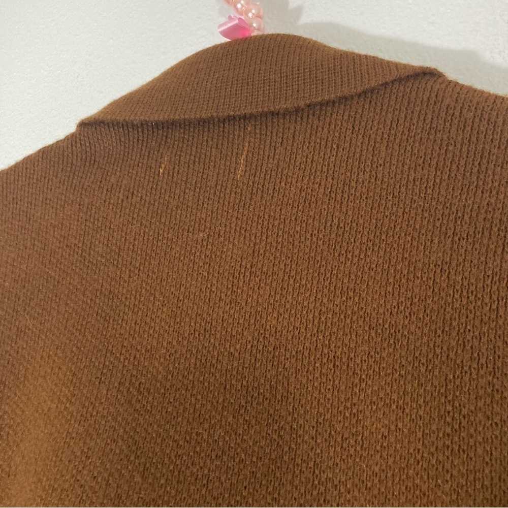 Vintage brown diamond virgin Orlon acrylic zip up cardigan size M - Picture 10 of 16